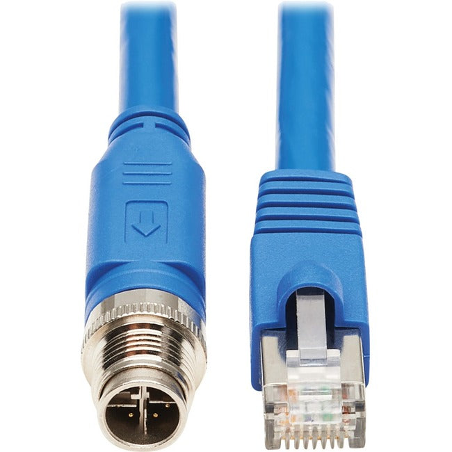 Eaton NM12-6A2-03M-BL Tripp Lite Series M12 X-Code Cat6a 10G F/UTP CMR-LP Shielded Ethernet Cable (M12 M/RJ45 M), IP68, PoE, Blue, 3 m (9.8 ft.), TAA