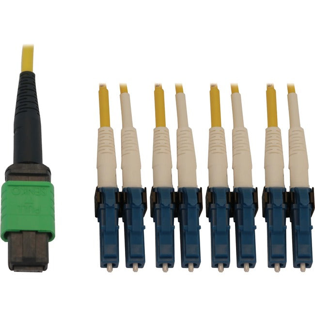 Eaton N390X-01M-8L-AP Cable de Fibra Óptica Intercambiable Eaton Tripp Lite Series 400G Monomodo 9/125 OS2 (12F MTP/MPO-APC a 4x LC/UPC Dúplex F/M), LSZH, Amarillo, 1 m (3.3 ft.)