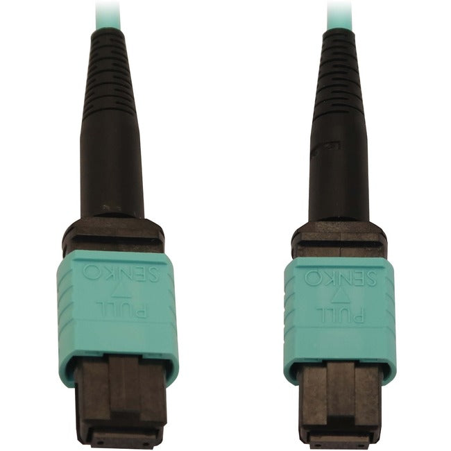 Eaton N844B-10M-12-P Tripp Lite by Eaton 40/100/400G Multimodo 50/125 OM3 Cable de Fibra Óptica (12F MTP/MPO-PC F/F) LSZH Aqua 10 m (32.8 ft.)