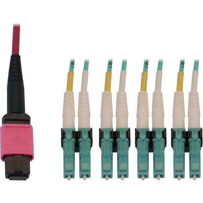 Eaton N845X-05M-8L-MG Tripp Lite Series 40/100G Multimodo 50/125 OM4 Cable de Fibra Óptica (12F MTP/MPO-PC a 4x Duplex LC/PC F/M), LSZH, Magenta, 5 m (16.4 ft.)