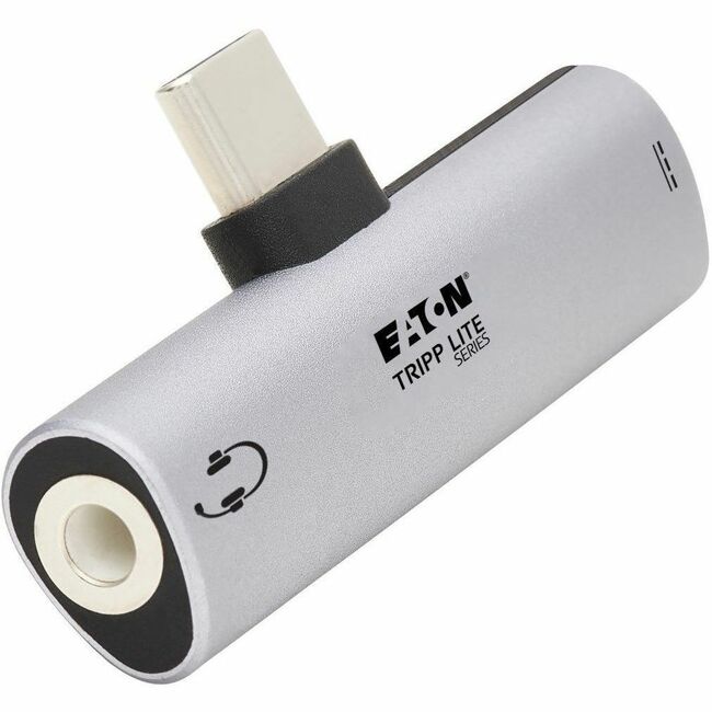 Eaton U437-001-C-V2 Adaptador Eaton Tripp Lite Series USB-C a Conector de Audífono de 3.5 mm para Audio Estéreo de Alta Resolución - Carga PD 3.0 y QC 2.0, Plata