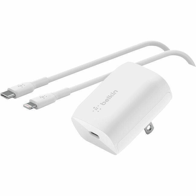 Belkin International INC WCA006DQ1MWH-B5 Belkin BoostCharge Cargador de Pared USB-C 20W (Cable USB-C con Conector Lightning incluido) - Adaptador de Energía