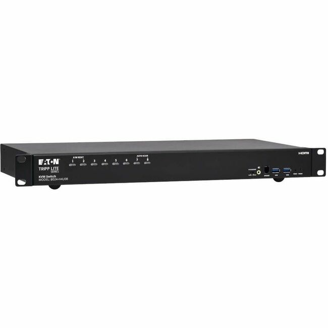 Eaton B024-H4U08 Tripp Lite by Eaton Conmutador KVM HDMI/USB de 8 Puertos 4K - Vídeo/Audio 4K 60 Hz, Compartición de Periféricos USB, Montaje en Rack 1U