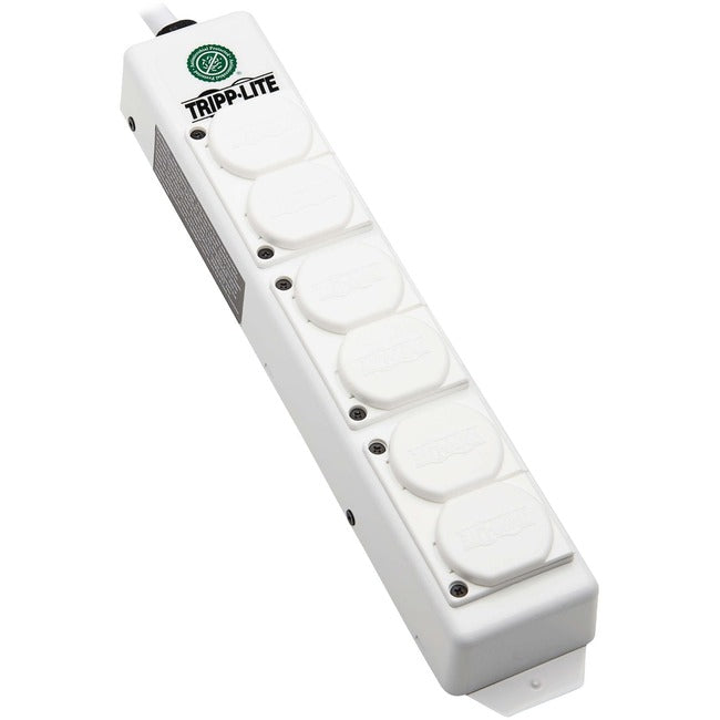 Eaton PS-606-HGDG Tripp Lite Series Safe-IT UL 2930 Regleta de Energía de Grado Médico para Área de Cuidado de Pacientes, 6 Salidas de Grado Hospitalario, Cubiertas de Seguridad, Antimicrobiana, Cable de 6 pies, Doble Tierra