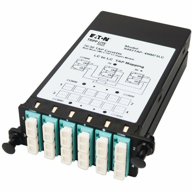 Eaton N482TAP-4MM73LC Casete TAP de Fibra Eaton Tripp Lite Series - Multimodo, 4x LC Dúplex, División 70/30