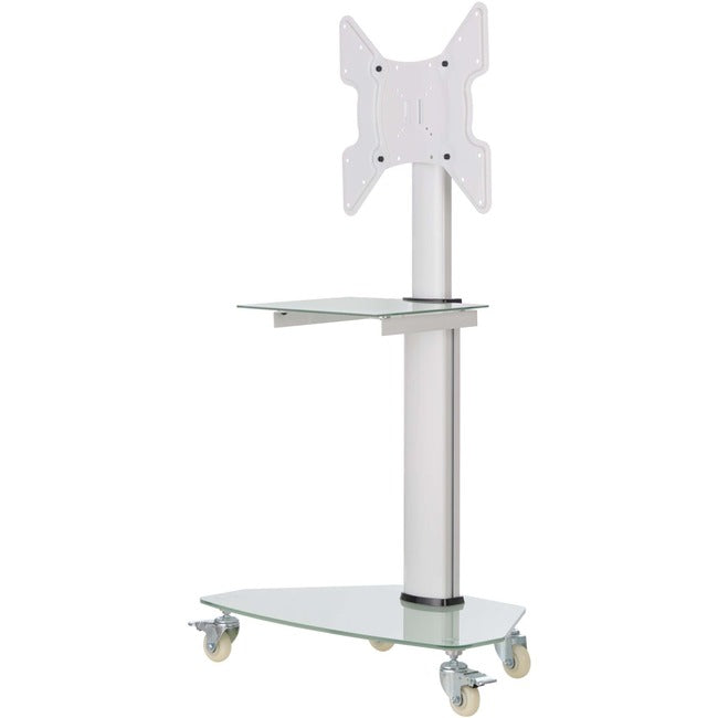 Eaton DMCS3255SG62W Tripp Lite Series Premier Rolling TV Cart for 32˘ to 55˘ Displays, Frosted Glass Base and Shelf, Locking Casters, White