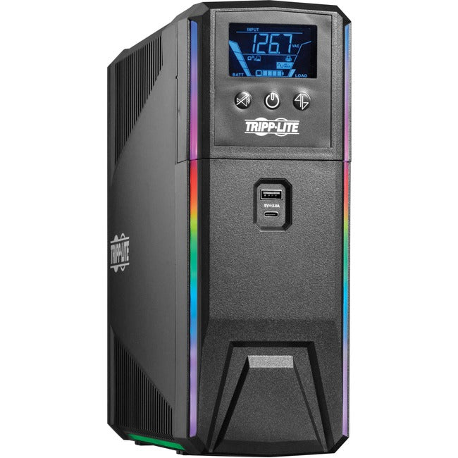 Eaton SMART1000PSGLCD Tripp Lite by Eaton UPS 1000VA 600W 120V Onda Sinusoidal Pura Gaming UPS Batería de Respaldo - LCD, AVR, LEDs RGB, Carga USB, Ahorro de Energía