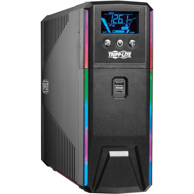 Eaton SMART1500PSGLCD Tripp Lite by Eaton UPS 1500VA 900W 120V Onda Senoidal Pura Gaming UPS Respaldo de Batería - LCD, AVR, LEDs RGB, Carga USB, Ahorro de Energía