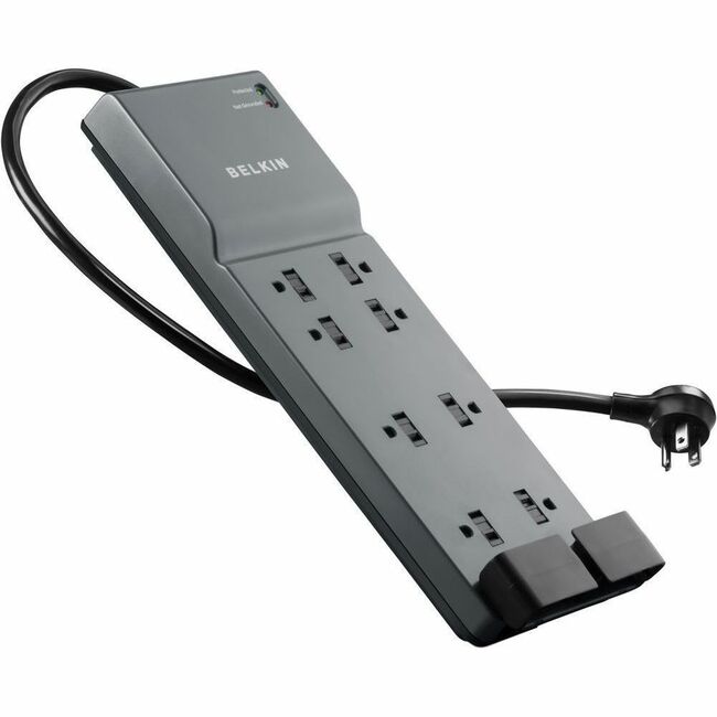 Belkin International INC BE108200-063PK Belkin Protector de Sobretensión de 8 Salidas - Cable de 6ft - Enchufe en Ángulo Recto - 3550J - Protección Telefónica - Gris (Paquete de 3)