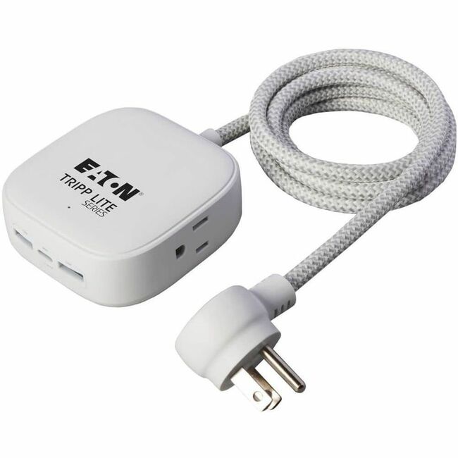 Eaton PS26PD32WCAM Tripp Lite Series Safe-IT 32W 2-Outlet Power Strip - 5-15R Outlets, 3 USB Ports, 6 ft. (1.8 m) Cord, Antimicrobial Protection, White