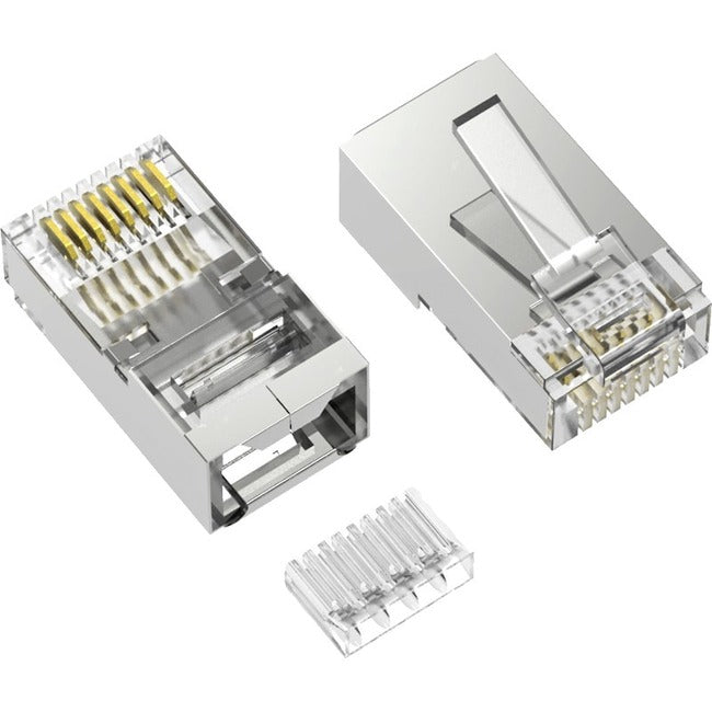 Axiom RJ45C6SSI100-AX Conector RJ45 Cat.6 Blindado con Insertor, Cable Sólido/Trenzado, 50 Micrón, Paquete de 100