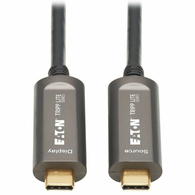 Eaton U420F-15M-V Cable de Fibra Óptica Activa USB-C a USB-C Clasificado para Plenum de la Serie Eaton Tripp Lite (AOC) - 4K 60 Hz, HDR, 4:4:4, M/M, Negro, 15 m (49 ft.), Solo Video