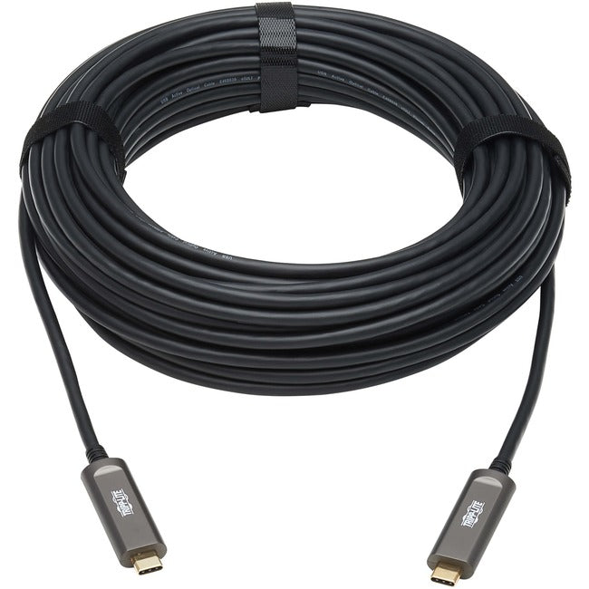 Eaton U420F-10M-D3 Tripp Lite Series Cable USB-C AOC (M/M) - USB 3.2 Gen 2 (10 Gbps) Cable de Fibra Óptica Activa Clasificado para Plenum - Solo Datos, Negro, 10 m (33 ft.)