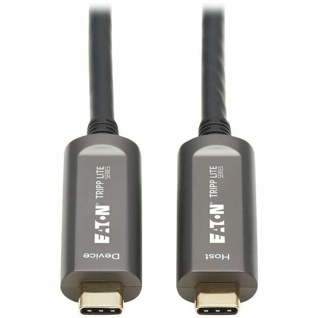 Eaton U420F-10M-D321 Cable AOC USB-C de la Serie Eaton Tripp Lite (M/M) - USB 3.2 Gen 2 (10 Gbps) Cable de Fibra Óptica Activa Clasificado para Plenum - Solo Datos, Compatible hacia Atrás, Negro, 10 m (33 ft.)