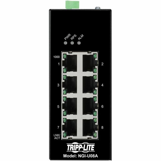 Eaton NGI-U08A Tripp Lite Series Conmutador Ethernet Gigabit Industrial No Administrado de 8 Puertos - 10/100/1000 Mbps, Resistente, -40&deg; a 75&deg;C, EIP QoS, Montaje DIN, TAA