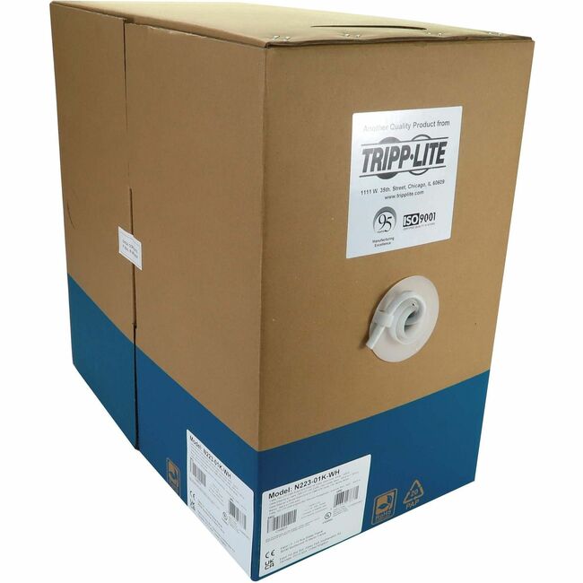 Eaton N223-01K-WH Cable Ethernet Bulk Tripp Lite Series Cat6a 10G Núcleo Sólido UTP, Clasificación CMR, Blanco, 1000 ft. (305 m)