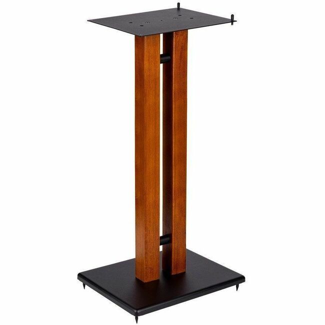Monoprice, Inc. 42842 Monoprice 32in Cherry Wood Speaker Stand with Adjustable Top Plate, Cherry (Each)