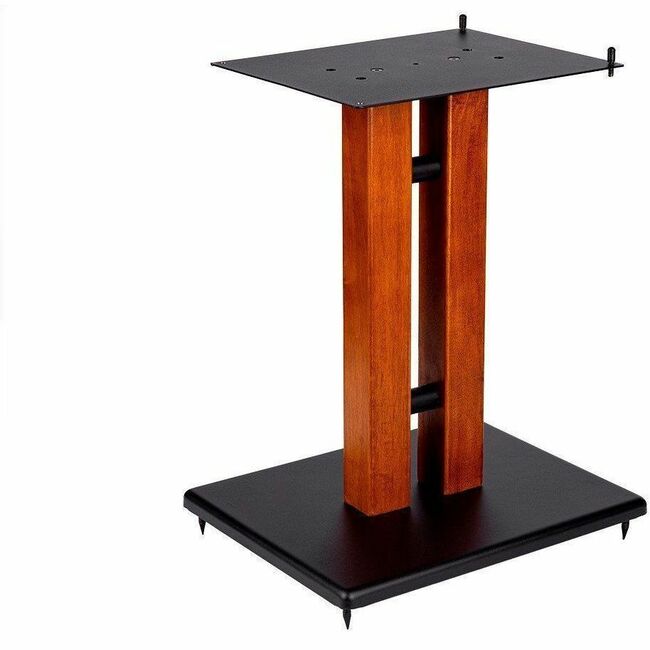 Monoprice, Inc. 42839 Monoprice 18in Cherry Wood Speaker Stand with Adjustable Top Plate, Cherry (Each)
