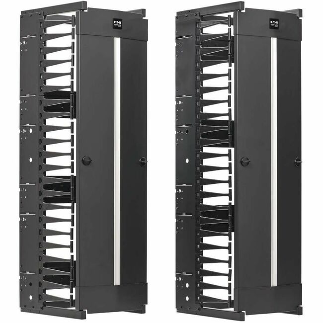 Eaton SRCABLEVRT12HD Tripp Lite Series Gestor de Cables Vertical de Alta Capacidad - Ducto de Doble Dedo Profundo con Cubierta, de Un Solo Lado, Ancho de 12 in., Negro, 7 ft. (2.2 m)