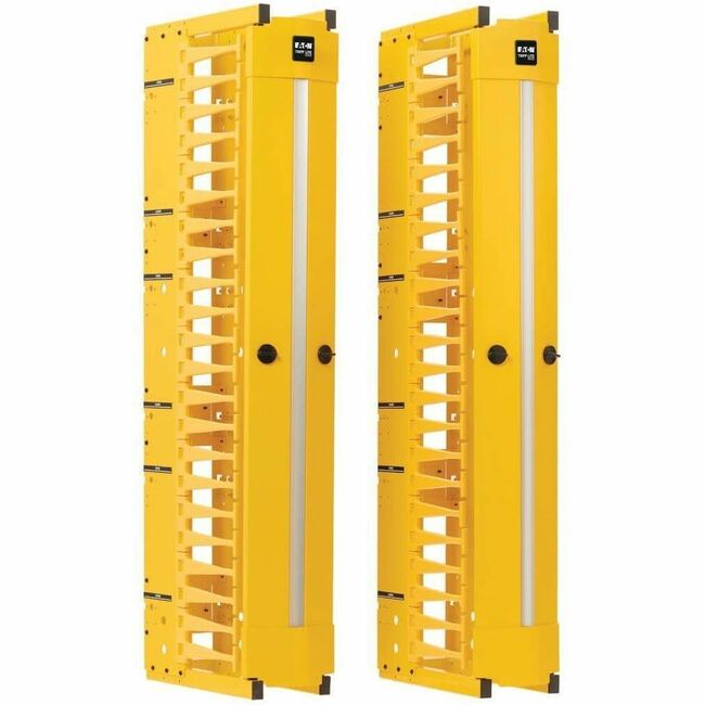 Eaton SRCABLEVRT6HDFC Tripp Lite Series Organizador de Cables Vertical de Alta Capacidad - Conducto de Doble Dedo Profundo con Cubierta, Un Solo Lado, 6 in. de Ancho, Amarillo, 7 ft. (2.2 m)