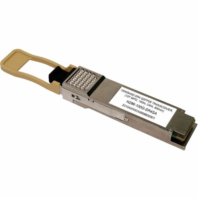 Eaton N286-100G-SR4SA Transceptor Tripp Lite by Eaton Compatible con Arista QSFP-100G-SR4 QSFP28 - 100GBase-SR4, MTP/MPO MMF, 100 Gbps, 850 nm, 100 m (328 ft.)