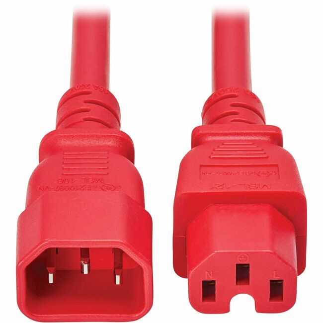 Eaton P018-010-ARD Tripp Lite by Eaton series Cable de Alimentación C14 a C15 - Uso Rudo, 15A, 250V, 14 AWG, 10 ft. (3.1 m), Rojo