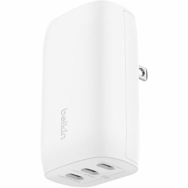 Belkin International INC WCC002DQWH Belkin Cargador de Pared USB-C Portátil de 67W con 3 Puertos - 3xUSB-C (67W Total) - Carga Rápida - Adaptador de Energía - Blanco