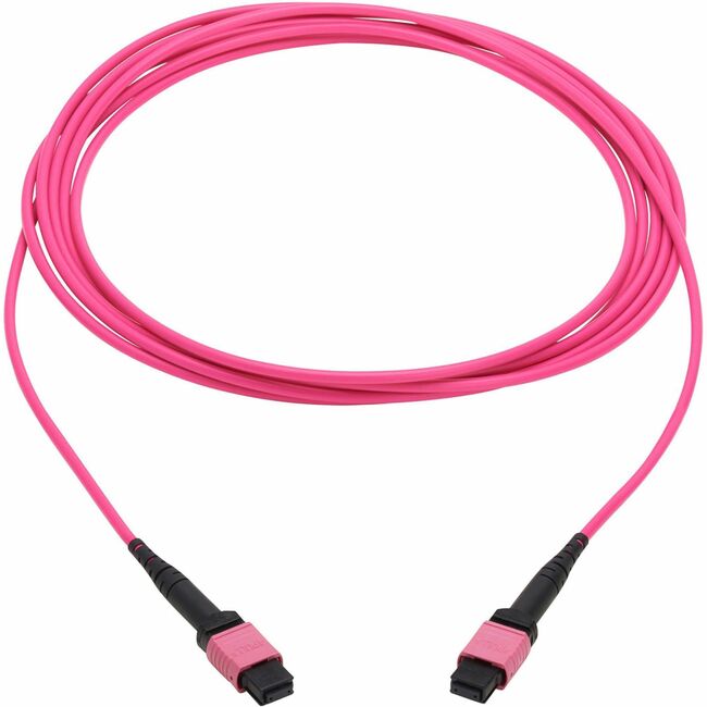 Eaton N845B-03M-12MTA Tripp Lite Series 100G Multimode 50/125 OM4 Fiber Optic Cable (12F MTP/MPO-PC F/F), OFNP, Magenta, 3 m (9.8 ft.), TAA