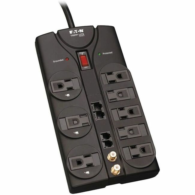Eaton TLP810NET Tripp Lite by Eaton Protect It! Protector de Picos 8 Salidas Cord de 10 ft. 3240 Julios Protección Módem/Coax/Ethernet RJ45