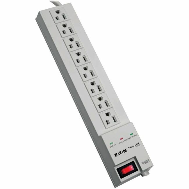 Eaton SK6-6/SPIKEBAR Tripp Lite Series Protect It! Protector Contra Picos de 8 Salidas para Hogar y Computadora, Cable de 8 ft. (2.43 m), 1080 Joules, Enchufe Compacto