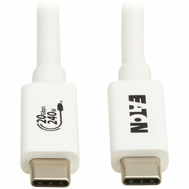 Eaton U521-1P0M-WH20G Tripp Lite Series USB4 20Gbps Cable (M/M) - USB-C, 4K 60 Hz, 240W PD Charging, White, 2 m (6.6 ft.)