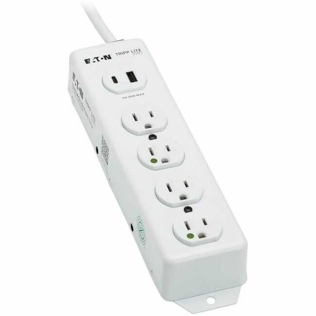 Eaton PS-415-HGUSB Tripp Lite Series Safe-IT UL 1363 Medical-Grade Power Strip, 4 Hospital-Grade Outlets, USB Charging, Safety Covers, Antimicrobial, 15 ft. Cord