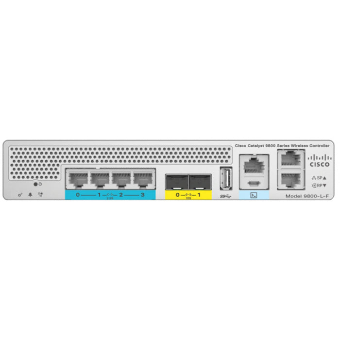 Cisco C9800-L-F-K9 Controlador LAN inalámbrico Catalyst 9800-L 802.11ax - 2,40 GHz, 5 GHz - 4 x red (RJ-45) - 2,5 Gigabit Ethernet, 10 Gigabit Ethernet - Montaje en rack