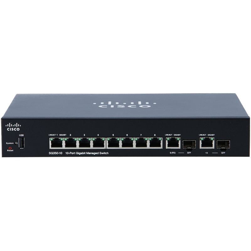 Cisco SG350-10-K9 Gestionado L3 Gigabit Ethernet (10/100/1000) Negro